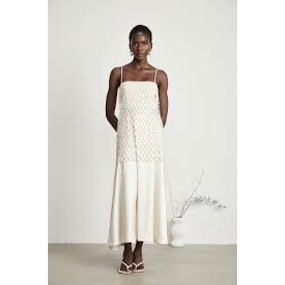 Miss Rosier Mesh Layered Dress Size Large Sleeveless Ivory Cream NEW